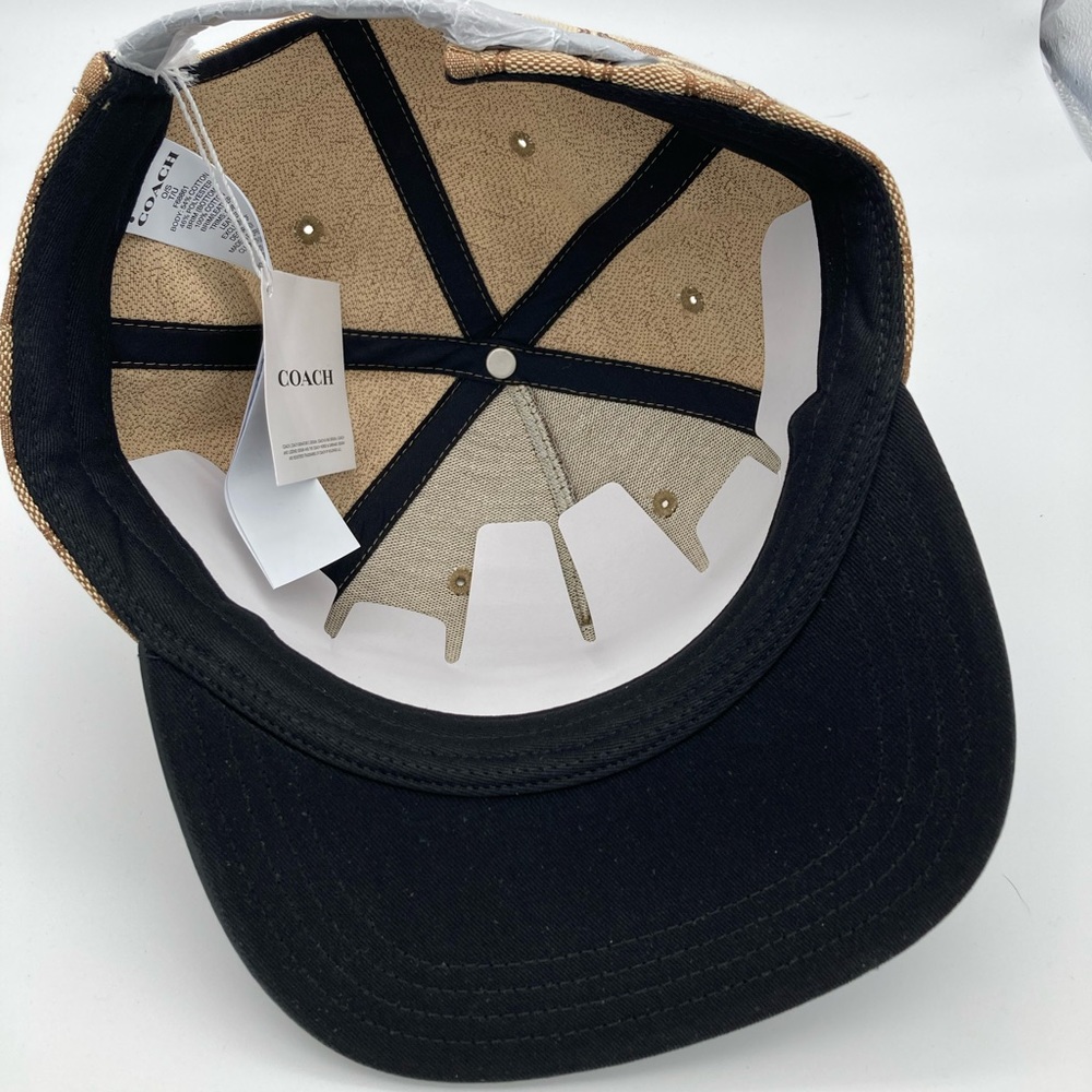 NWT COACH SIGNATURE FLAT BRIM KHAKI HAT - Picture 5 of 10